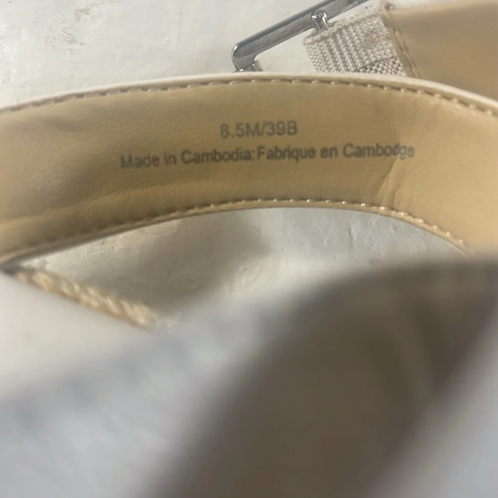 Karl Lagerfeld Paris Women’s White Adalina Espadrille Sandals with Pearl Details